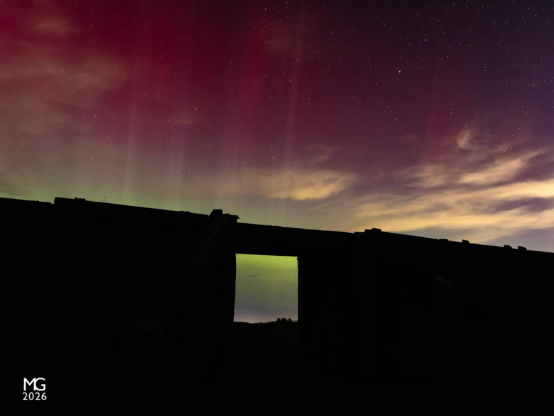 Window Puffing Billy's Bridge 10, better known as "Farm Bridge", creates a window to the sky as Aurora Australis dances overhead.