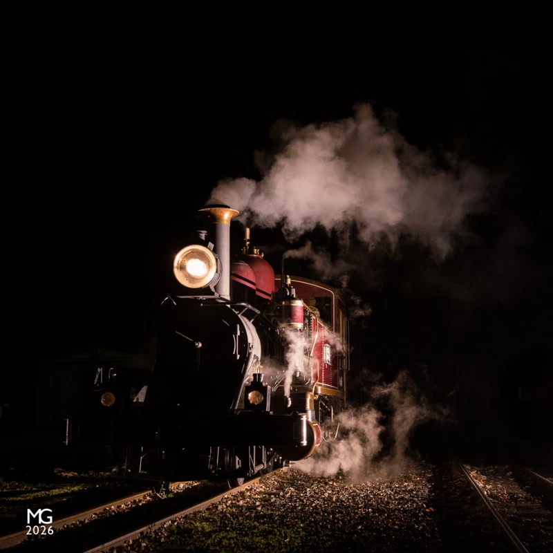 Flipped Having gone for a spin on the turntable at Emerald, 12A faces Belgrave in the yard at Emerald, waiting to cross a dinner train.