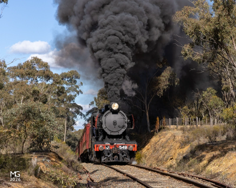 Scale the summit Climbing out of Castlemaine under warm winter skies, J549 exits the thick bushland of Walmer State Forest at Boundary Track and starts rolling descent towards Muckleford.