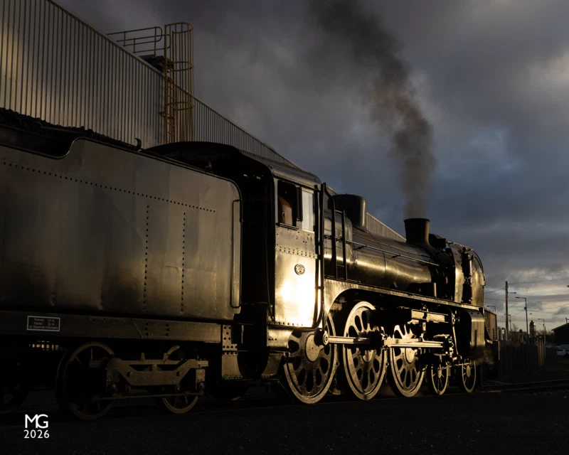 Sunset simmer A2 986 simmers away at Ballarat East depot underneath cloudy skies. The A2 was joined by K153 - running as K140 - in Ballarat for a series of shuttle trains out of Ballarat station for the long weekend.